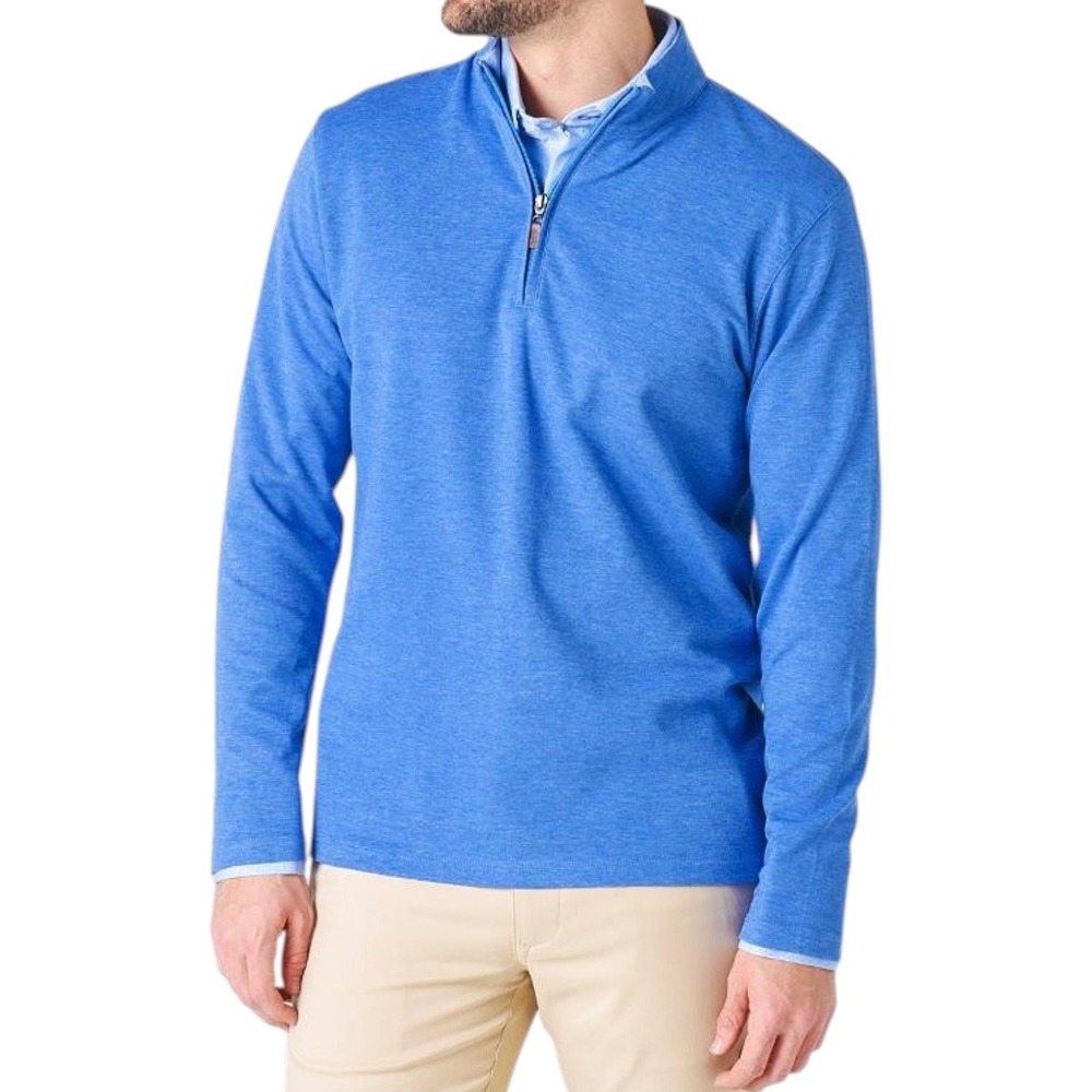 Mizzen+Main Fairway Pullover Sweater Mens XL Blue 1/4 Zip Performance Golf